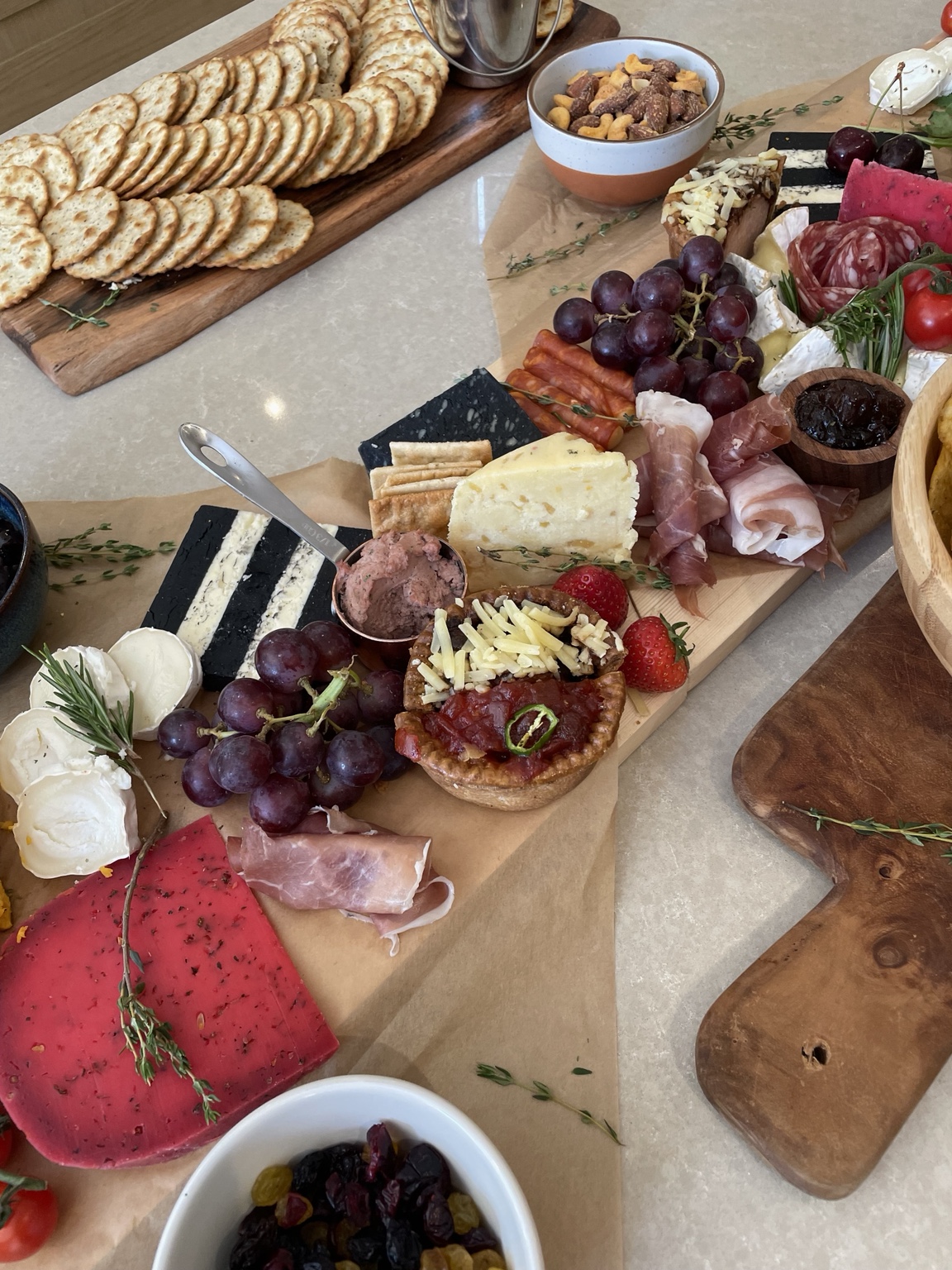 Close-up of The Hideout charcuterie spread